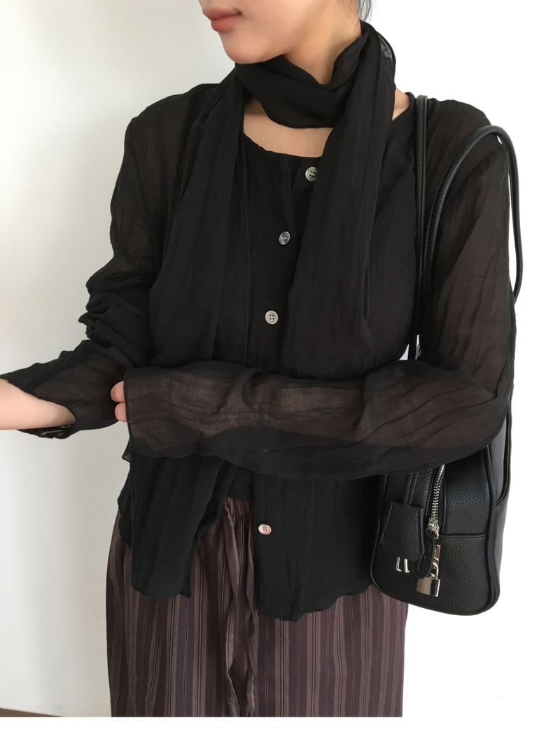 Sia Wrinkle Blouse + Scarf (2color)