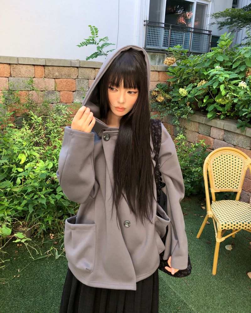 Mue Button Hooded Jacket