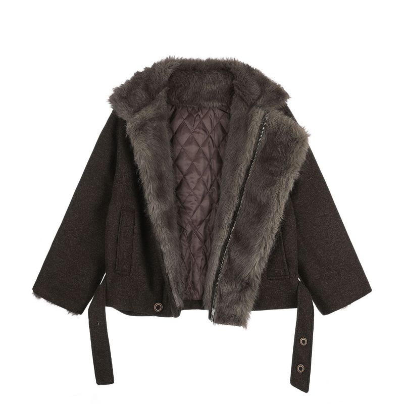 Elora Faux Fur Trim Belted Jacket