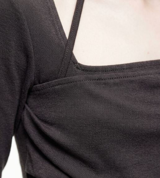 Cain Halter Shirring Long Sleeve