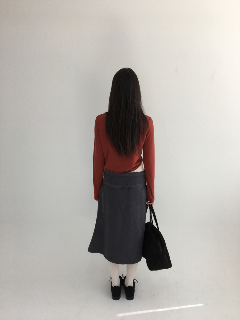 Low-tie midi skirt (2color)