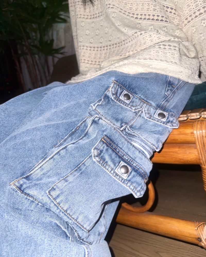 (2color) Multi Cargo Wide Denim Pants