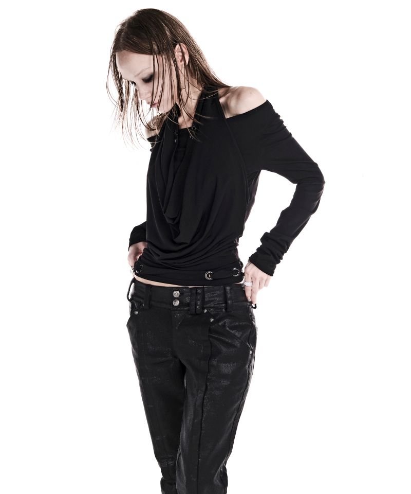 VAMP SLIM BOOTCUT DENIM PANTS GLITTER BLACK