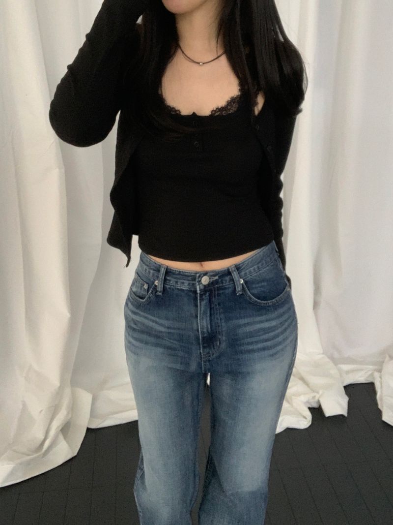 [set] Lace Camisole and Cardigan Set