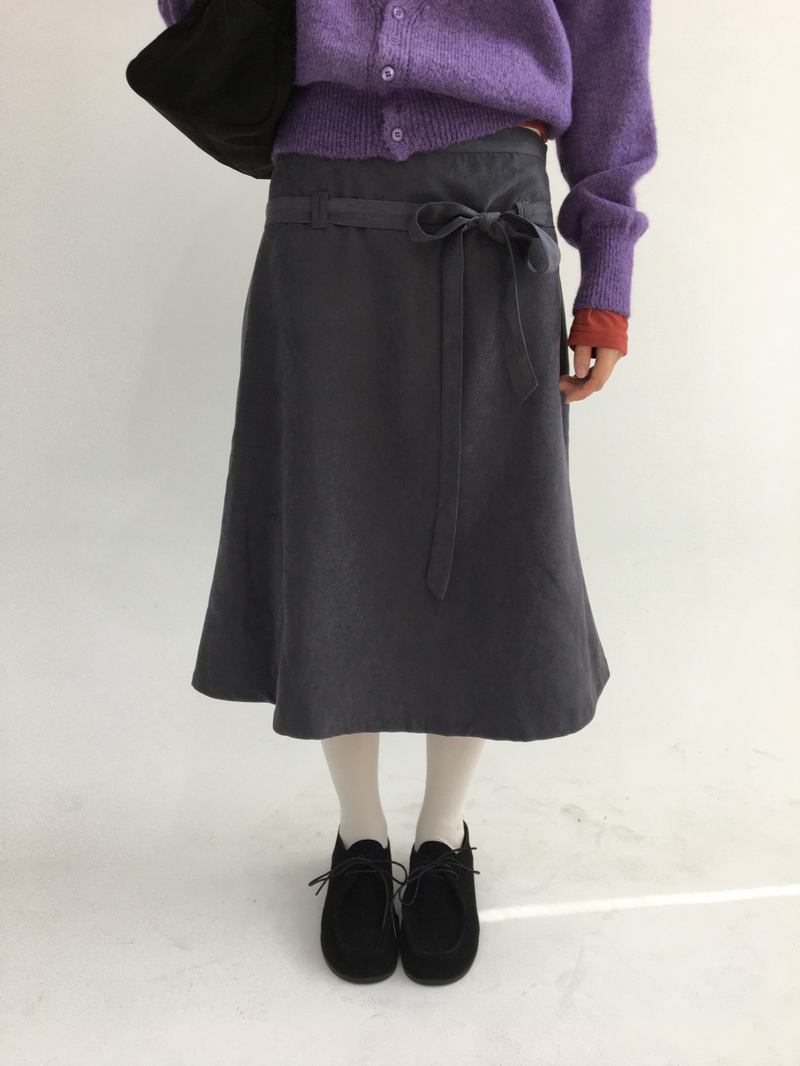 Low-tie midi skirt (2color)