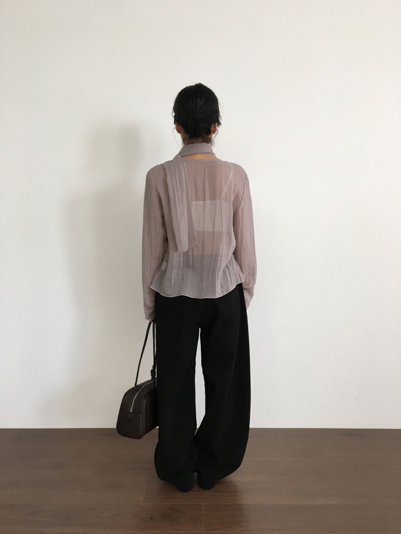 Sia Wrinkle Blouse + Scarf (2color)