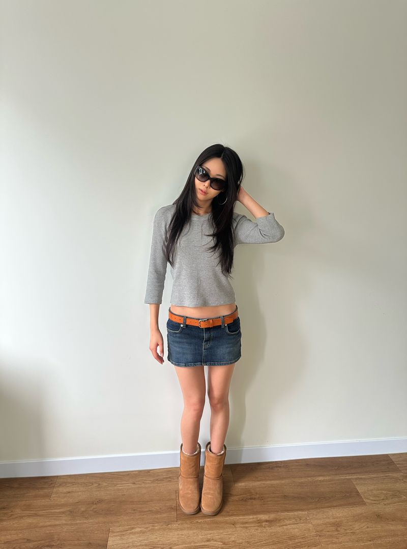 lowrise denim skort