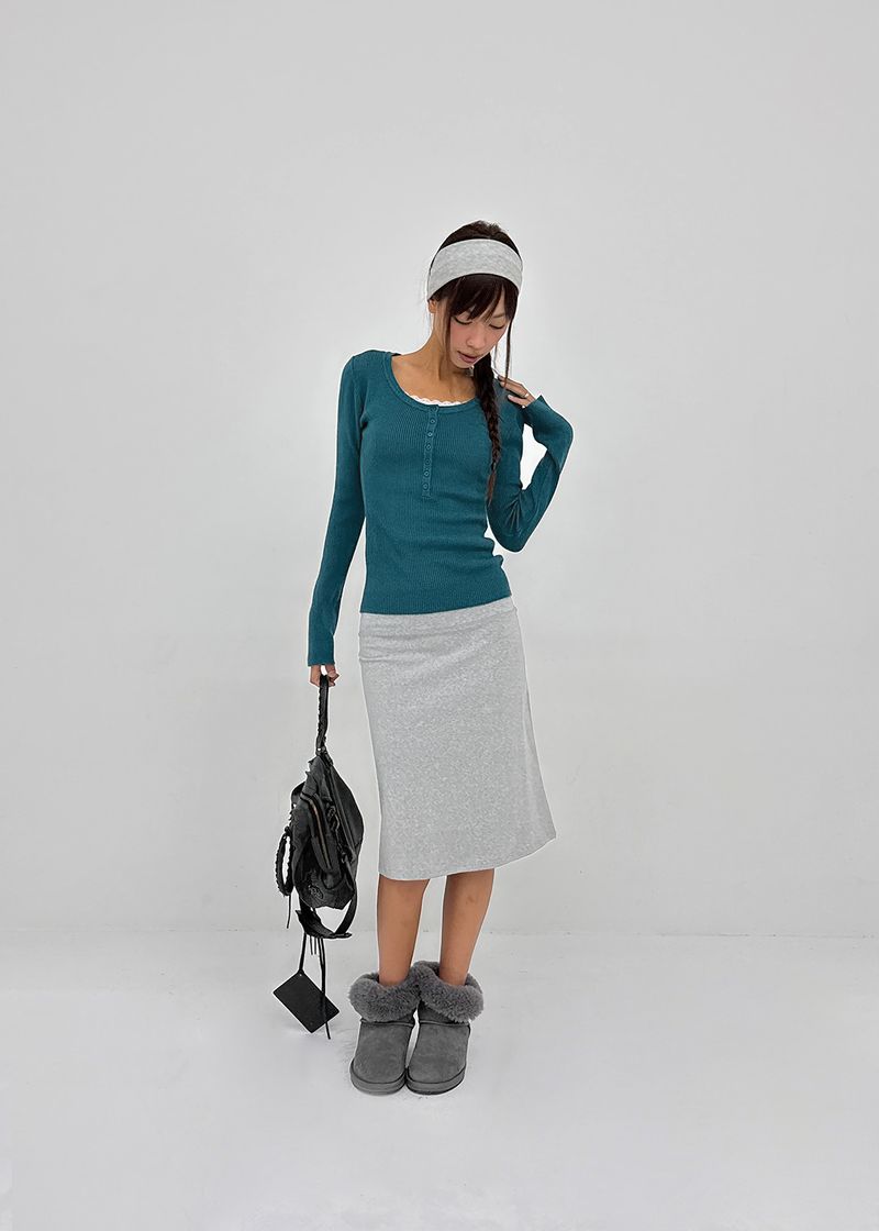 [MADE] Shur Ribbed Henley Neck Knit