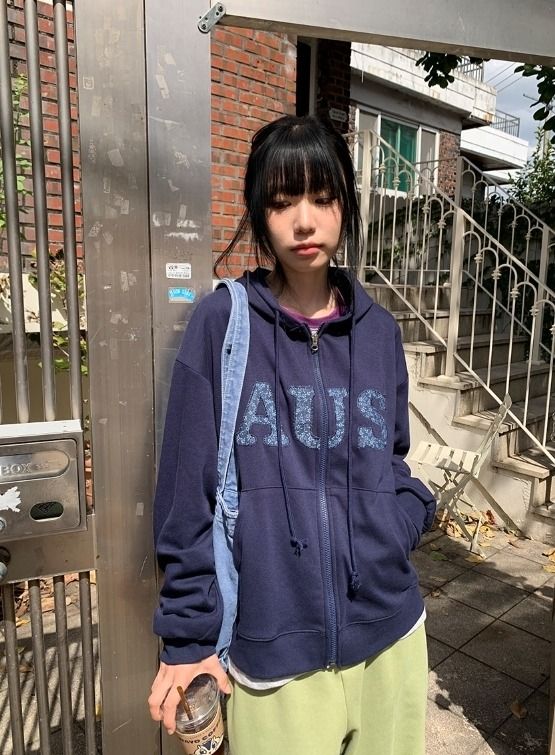26FW★ [BAONHAUS] Kuiro Embroidery Hood Zip-Up