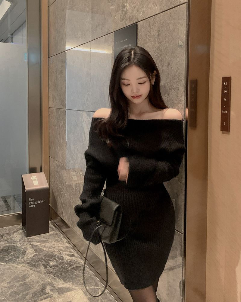 Marena off-shoulder knit dress