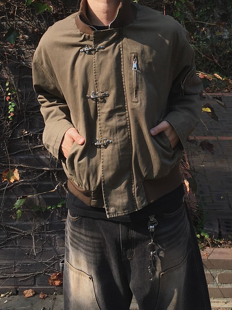 Ash Burn High-Neck Buckle Short Field Jacket 3C