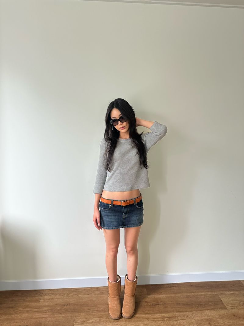 lowrise denim skort