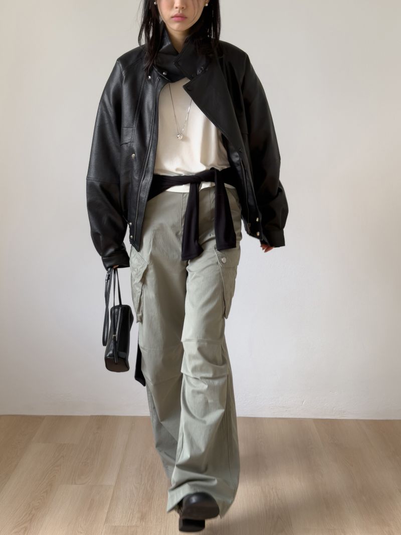 Lehman Leather Over Fit Blouson Jumper