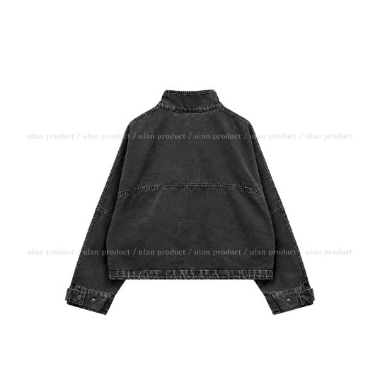 Maden Big Pocket Washed Cropped Denim Jacket