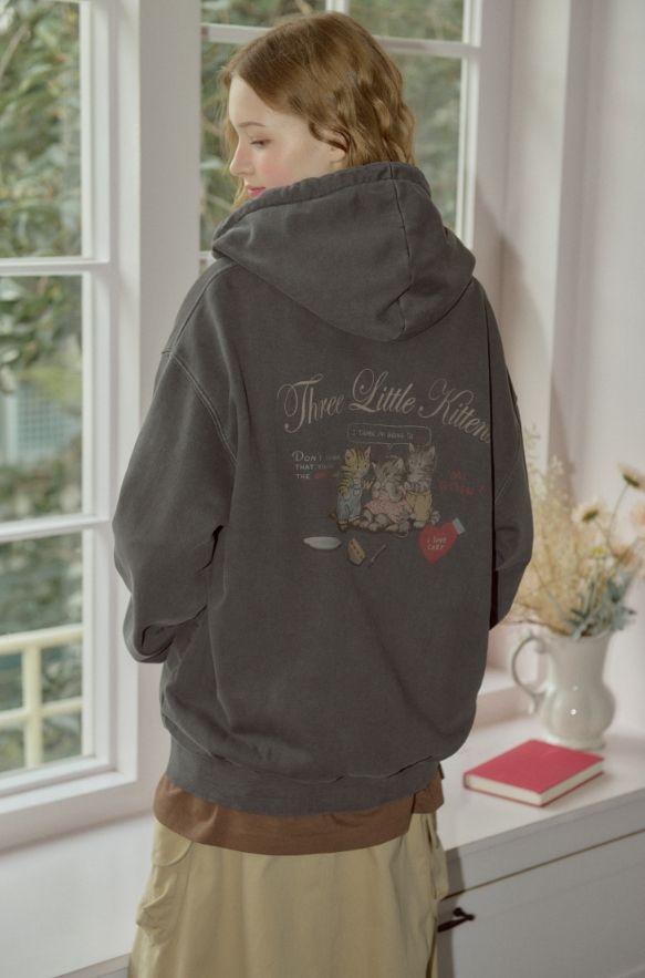 26FW★ [2-WAY] Crying Kitty Pigment Hood Zip-Up