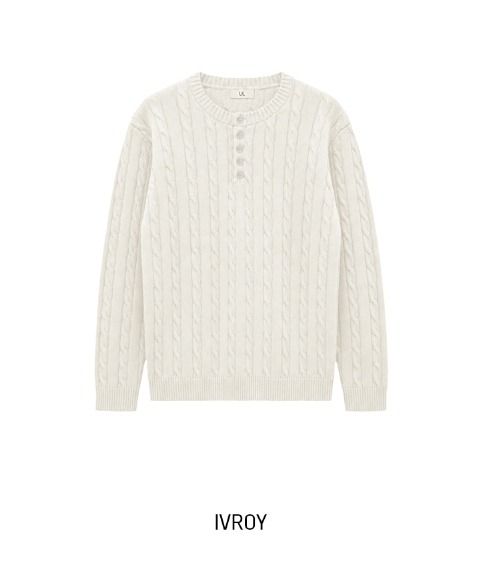 [UL] Mua Cable Henley Neck Basic Knit