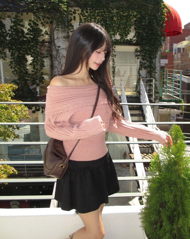 Blair Off-Shoulder Cable Knit