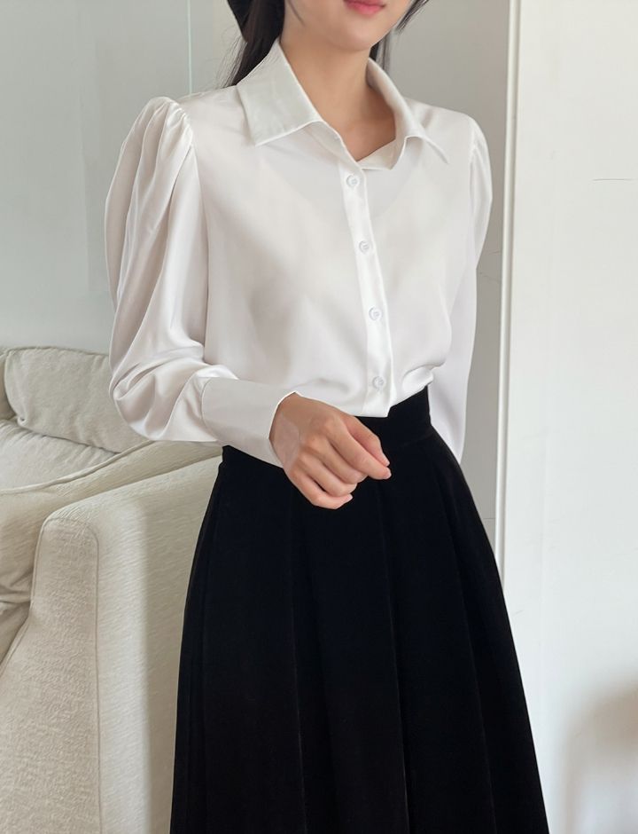 Bitten Balloon Sleeve Shirt Blouse