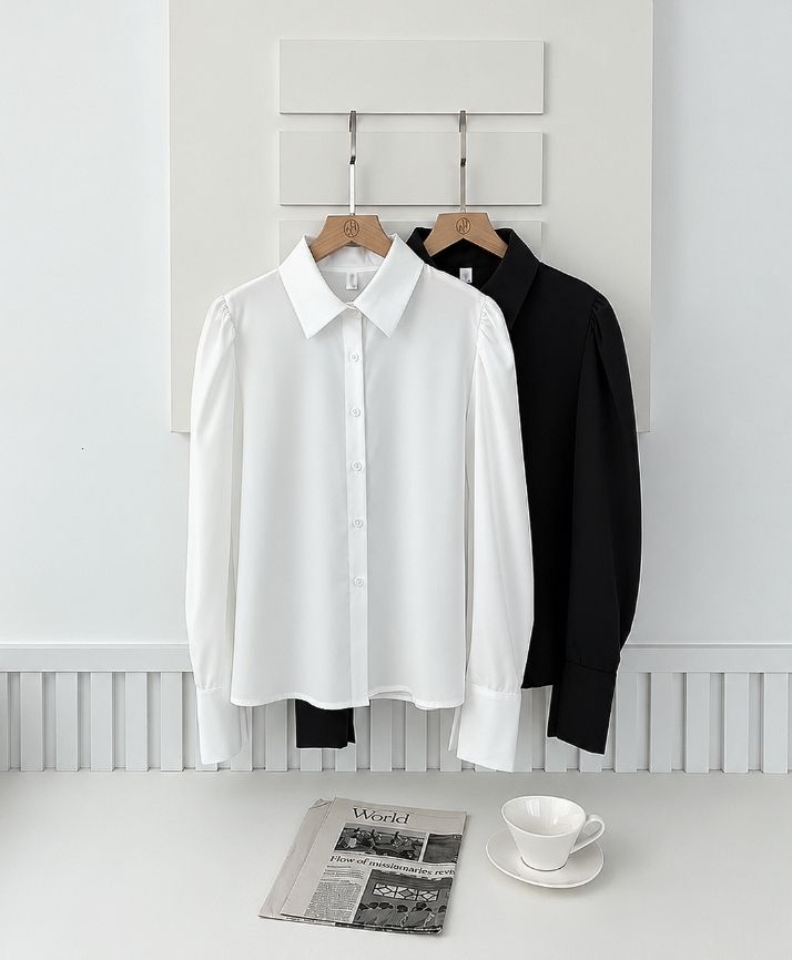 Bitten Balloon Sleeve Shirt Blouse