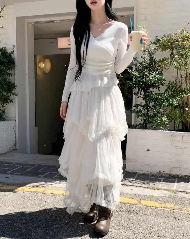ULAN（ユレン）の「レーニン アンバランス シフォン ティアード ロング スカート（スカート）」