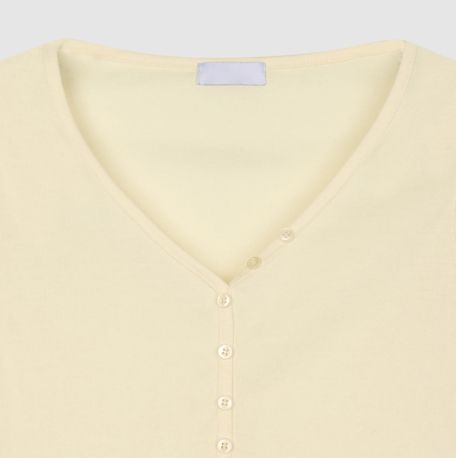 Sorbet Button V-neck Long Sleeve