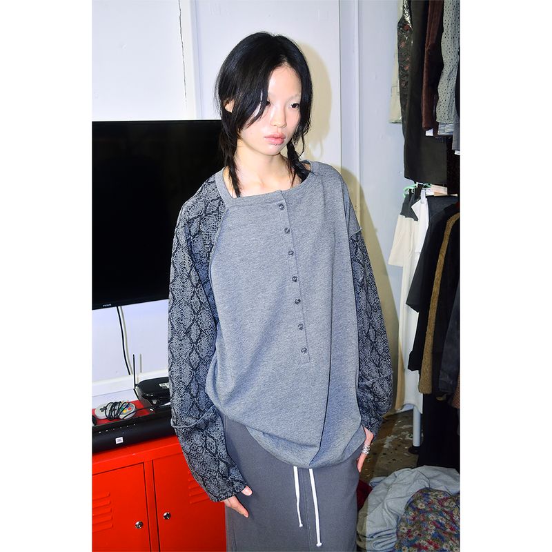 PYTHON SLIP NECK BUTTON TOP