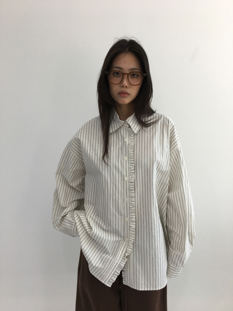 Ondes Frill Placket Shirt (2color)