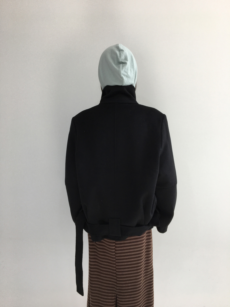 ハショ ファンネルネック ハーフ コート (2color)