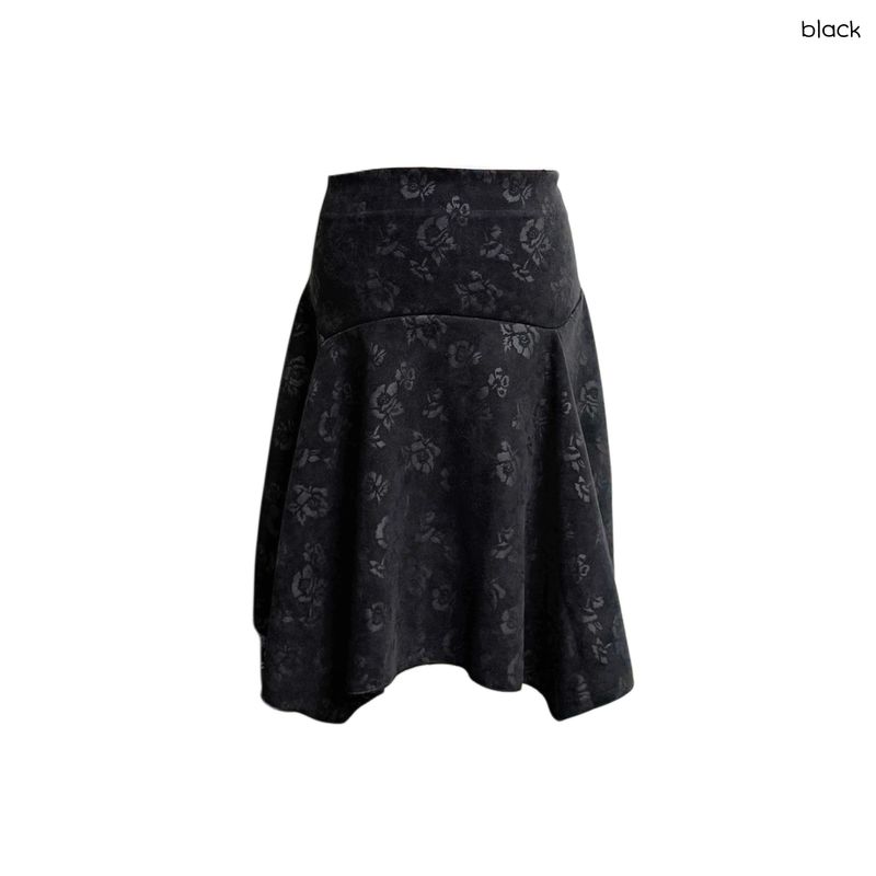 (2color) Rose Asymmetrical Flare Skirt