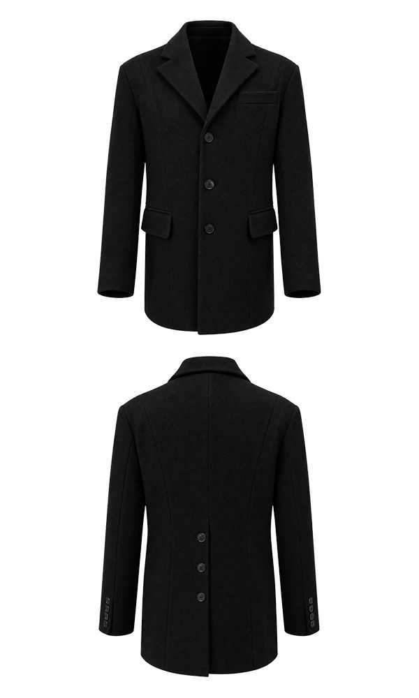 Back Button Single Jacket Black
