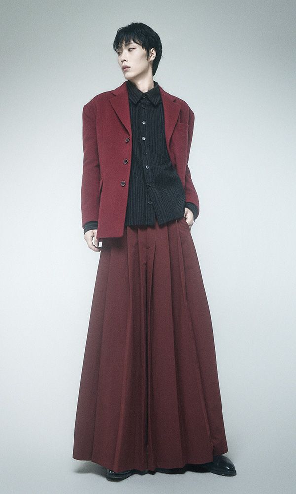 Back Button Single Jacket Burgundy