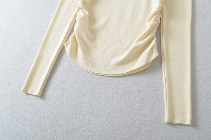 Ruched Off-Shoulder Turtleneck Top