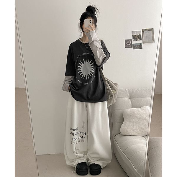 Moon Layered Long Sleeve Tee (4 colors)