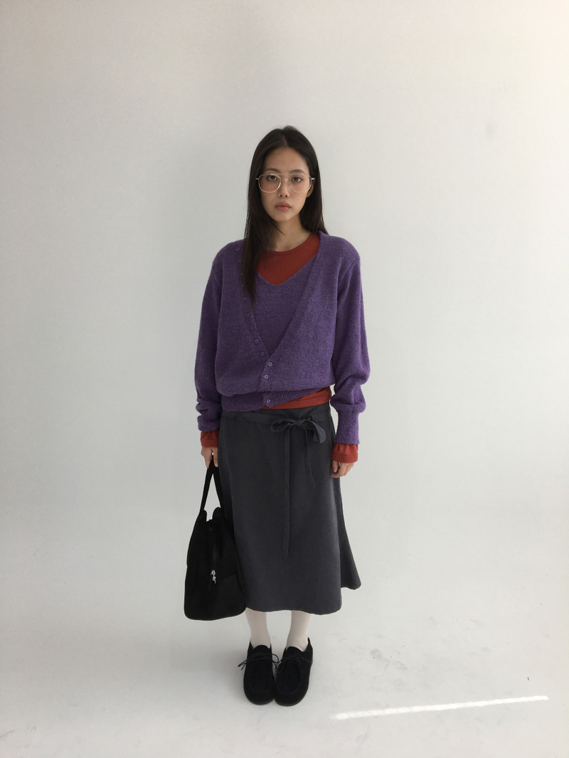 Low-tie midi skirt (2color)