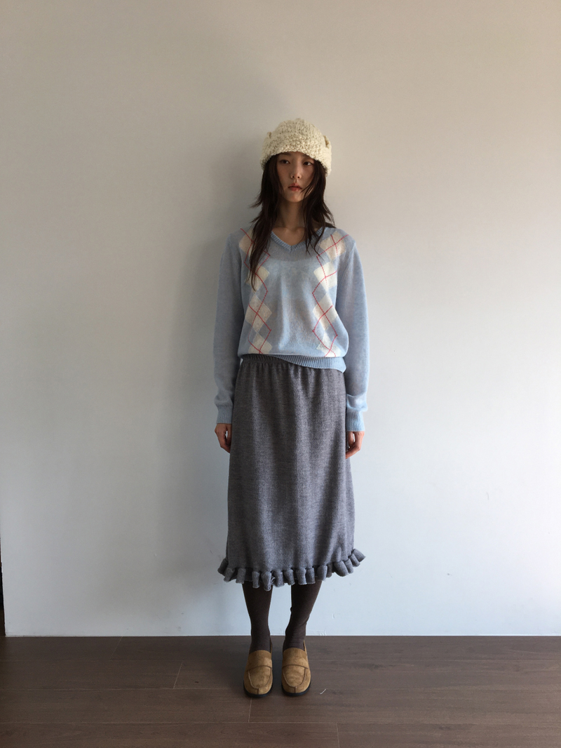 Fmang Mohair Argyle Knit (4color)