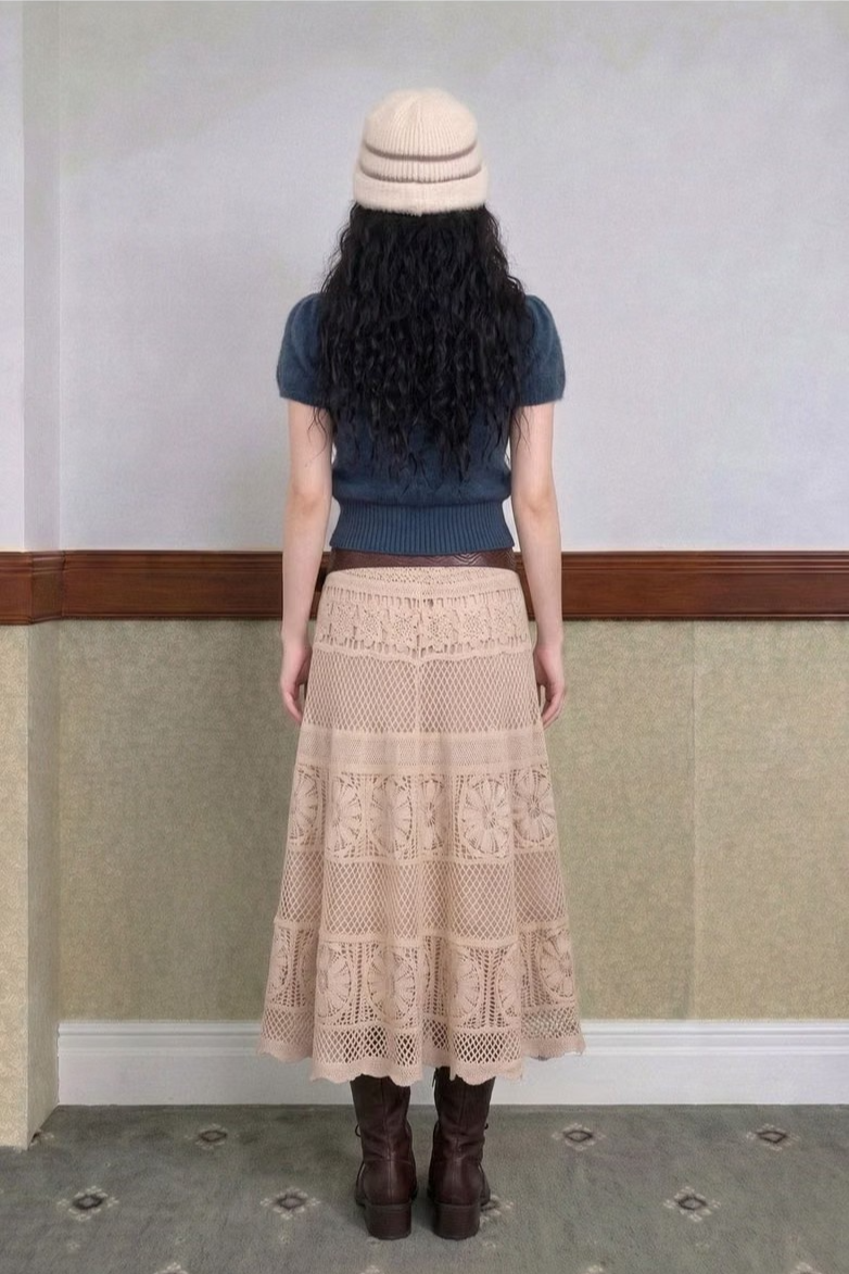 BOHEMIAN KNITWORK LONG SKIRT