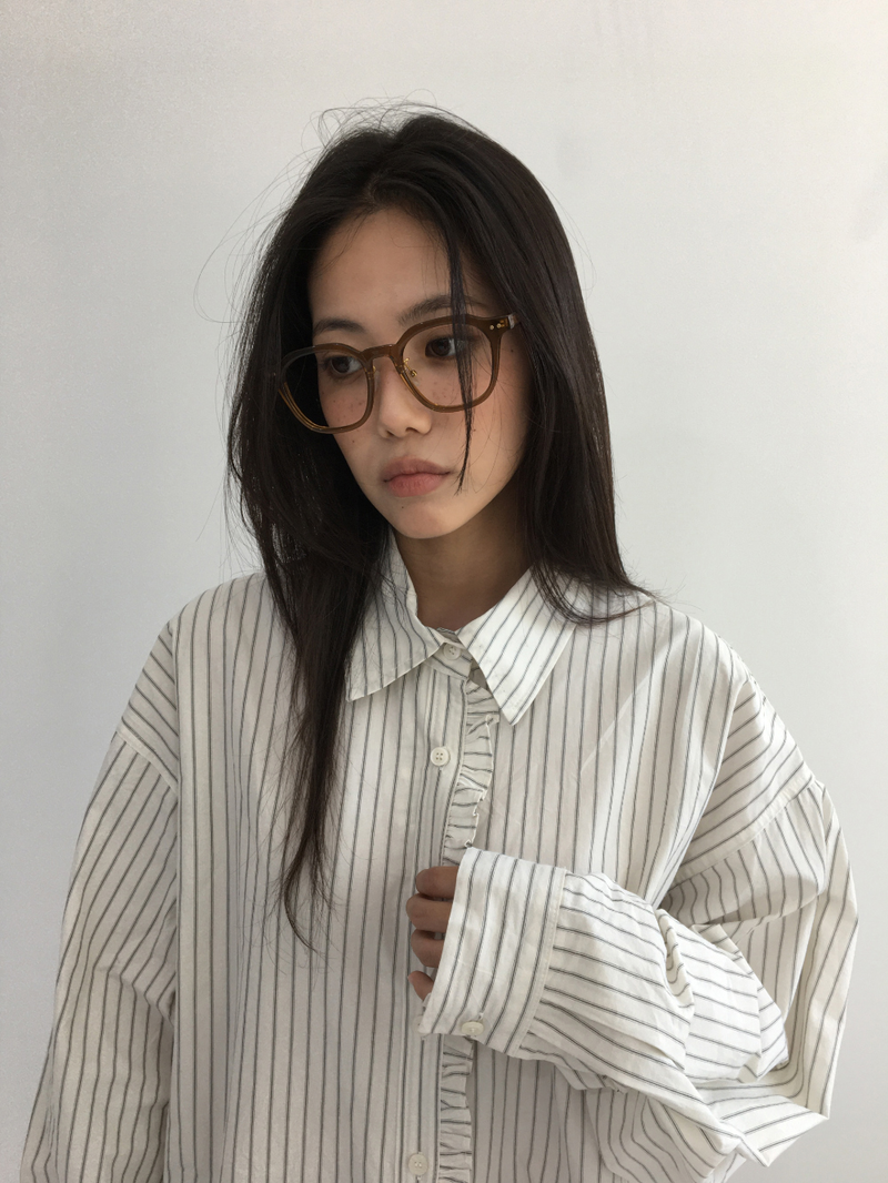Ondes Frill Placket Shirt (2color)