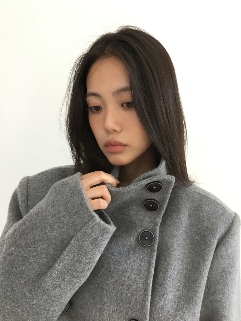 ハショ ファンネルネック ハーフ コート (2color)