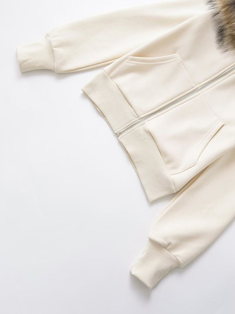 Basic Fur Hooded Zip-up