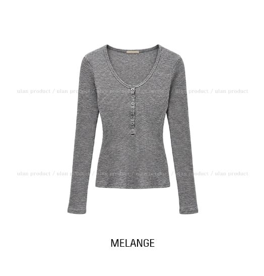 Kaen Button Slim Ribbed Long Sleeve