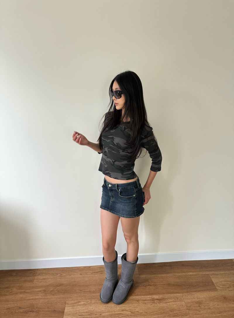 lowrise denim skort