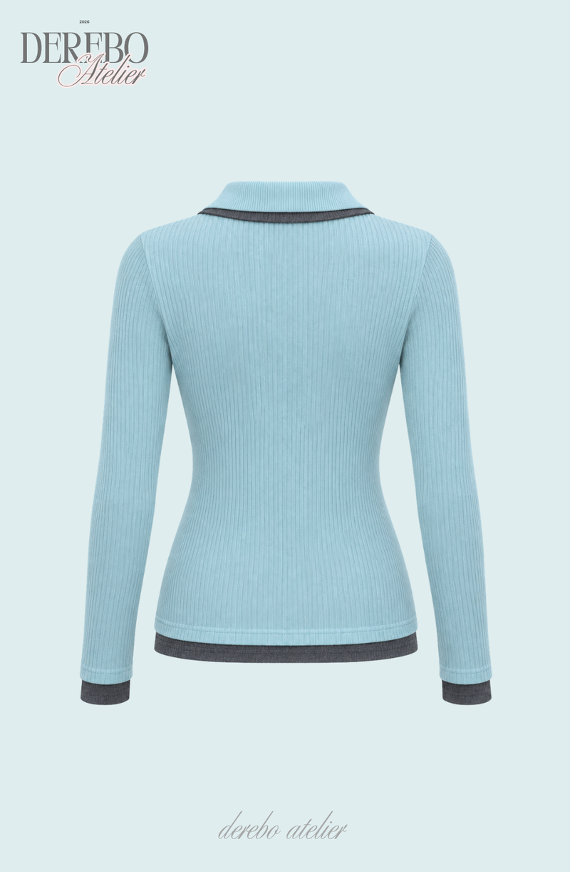 Blue Moon Collar Layered Long Sleeve Button Top