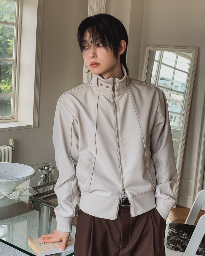 Kanden Belt High-Neck Leather Blouson