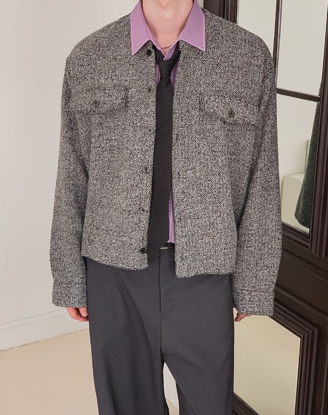 Moren Tweed Round Knit Cardigan