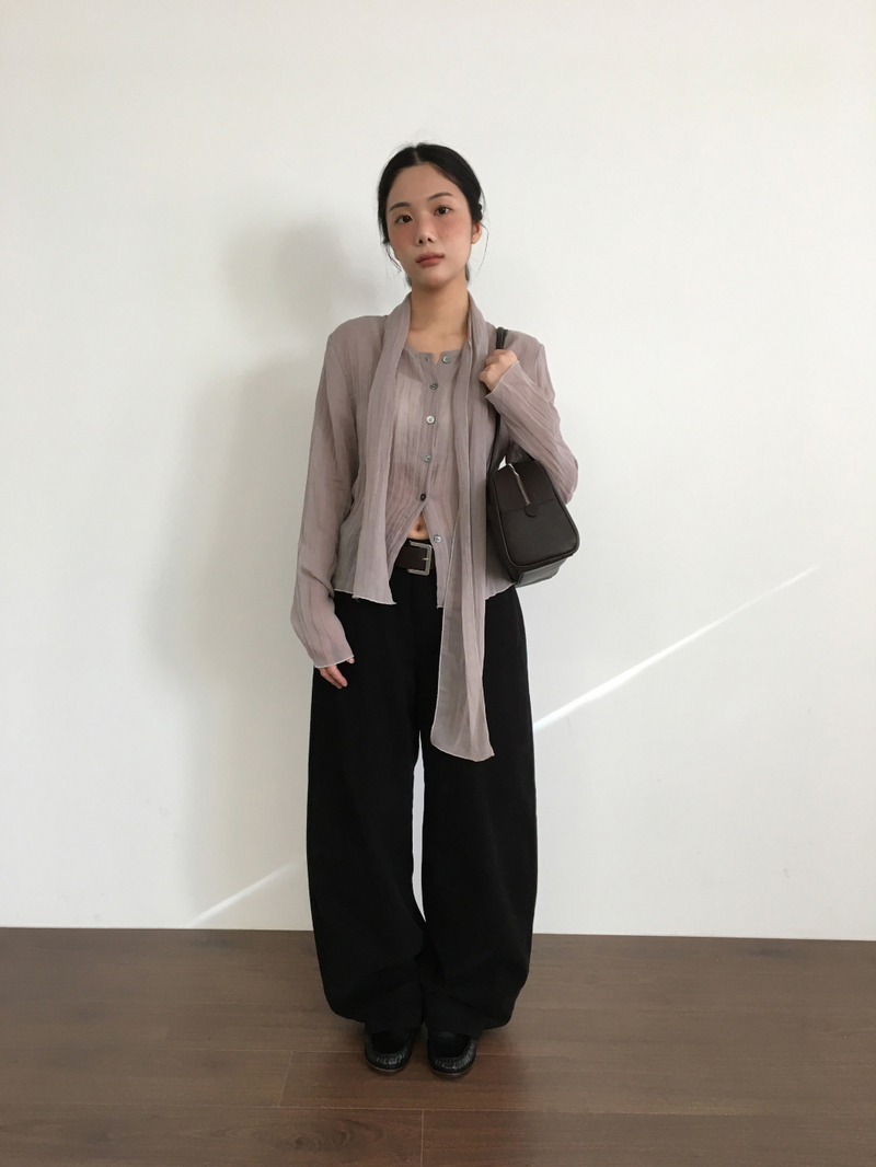 Sia Wrinkle Blouse + Scarf (2color)