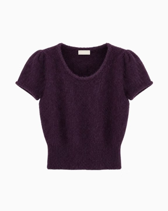 SHAGGY PUFF-SLEEVE KNIT (DEEP PURPLE)