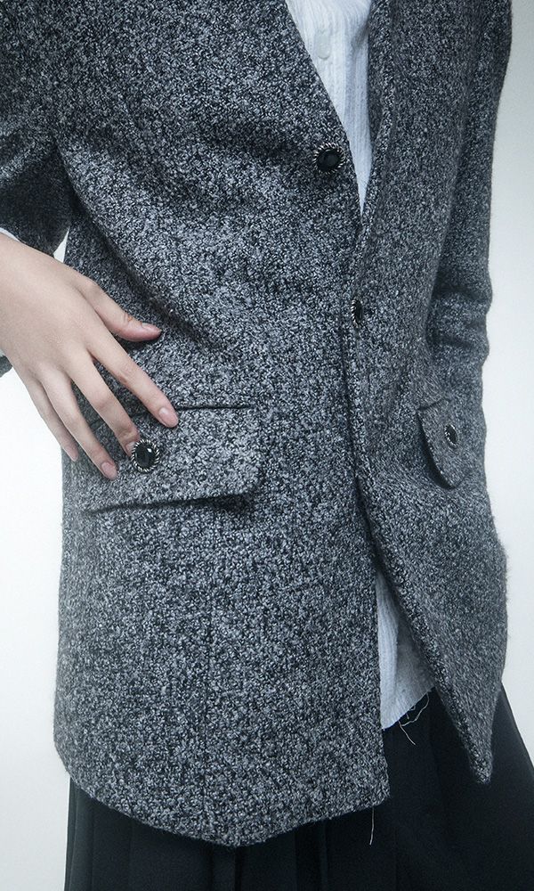Labelless Tweed Jacket Charcoal