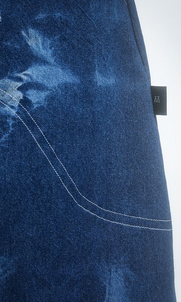 Pipe dyeing Denim Skirt pants Blue