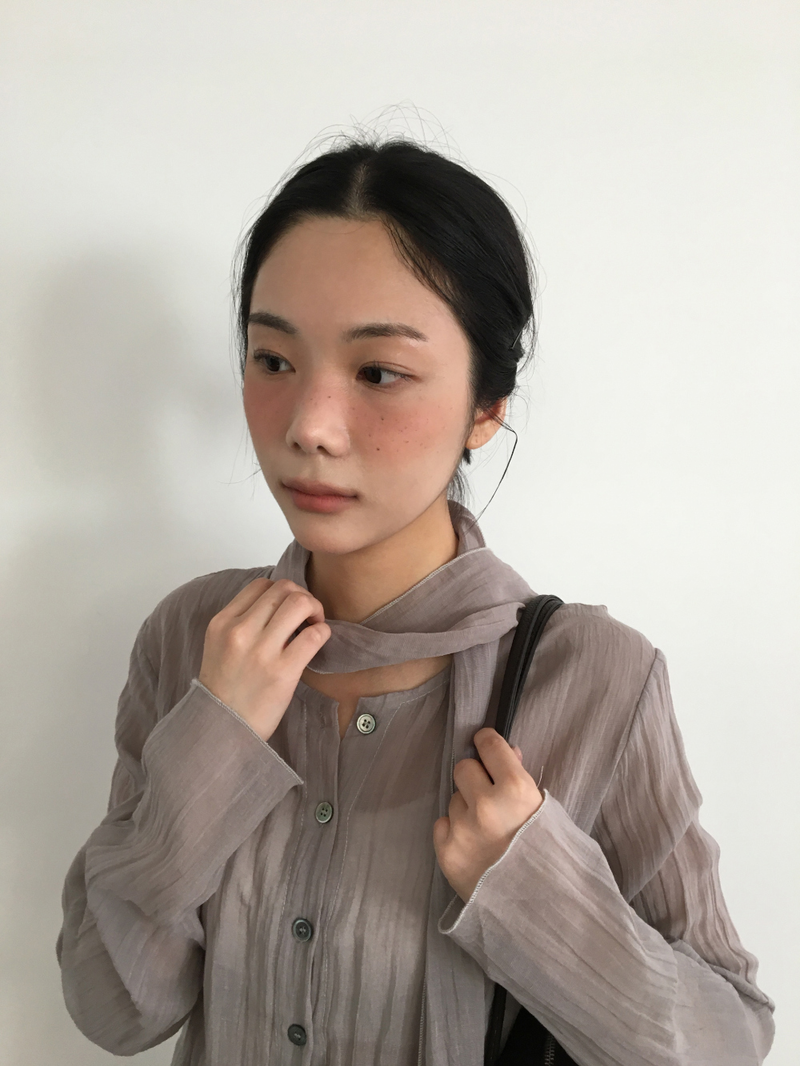 Sia Wrinkle Blouse + Scarf (2color)