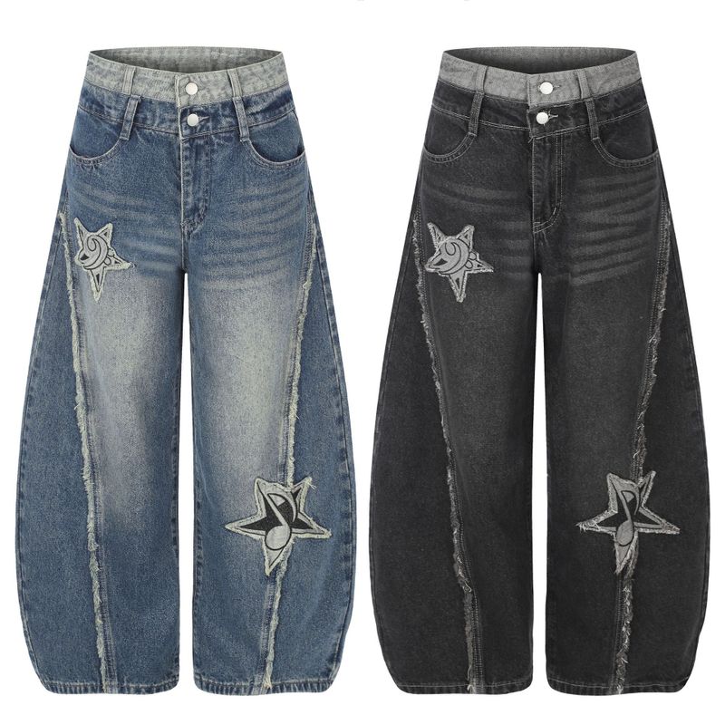 Nova Star Patchwork Balloon Wide Jeans